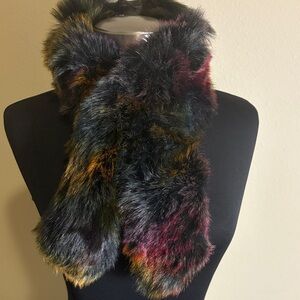 Multicolor Faux Fur Collar Wrap Scarf
